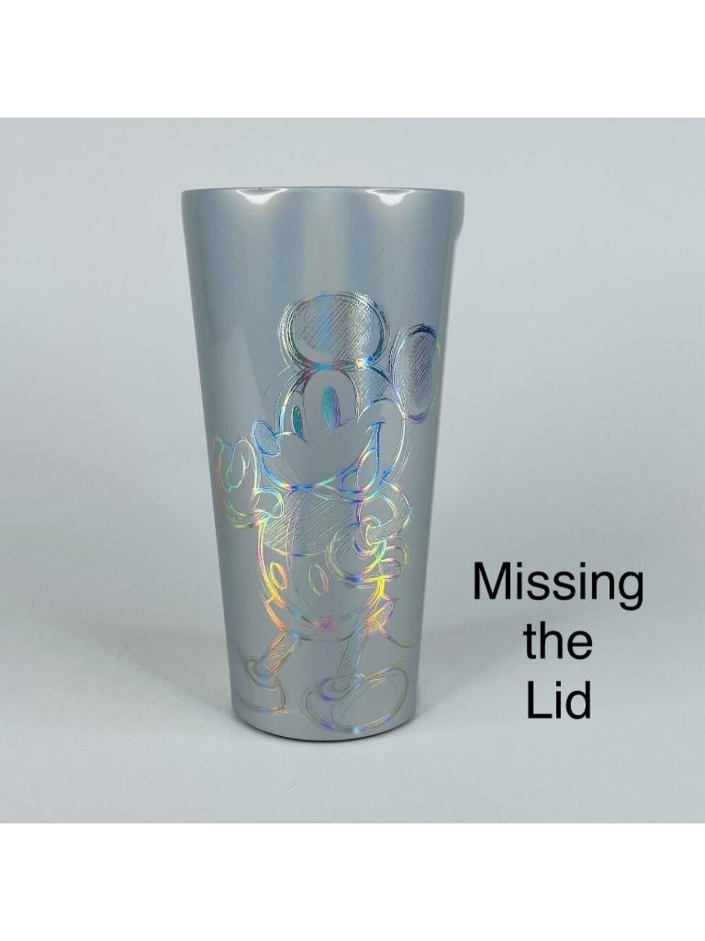 Corkcicle Disney 100 Silver Mickey Mouse Sketch 16oz Tumbler **MISSING LID**
